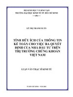 Tính hữu ích của thông tin kế toán cho việc ra quyết định của nhà đầu tư trên thị trường chúng khoán Việt Nam