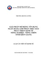 Giải pháp mở rộng tín dụng ngân hàng góp phần thúc đẩy phát triển kinh tế nông nghiệp nông thôn tỉnh Tiền Giang