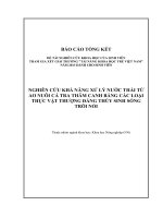 nghiên cứu khả năng xử lý nước thải từ ao nuôi cá tra thâm canh bằng các loại thực vật thưởng đẳng thủy sinh sông trôi nổi