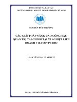 Các giải pháp nâng cao công tác quản trị tài chính tại xí nghiệp liên doanh Vietsovpetro