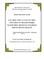 Cấu trúc vốn và tái cấu trúc vốn cho các doanh nghiệp ngành thực phẩm sau giai đoạn khủng hoảng kinh tế