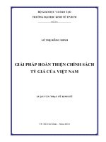 Giải pháp hoàn thiện chính sách tỷ giá ở Việt Nam  Luận văn thạc sĩ