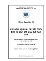 Huy động vốn đầu tư phát triển kinh tế biển Bạc Liêu đến năm 2020