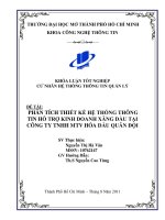 Phân tích thiết kế hệ thống thông tin hỗ trợ kinh doanh xăng dầu tại công ty TNHH MTV hóa dầu quân đội