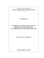 Tác động của phân cấp ngân sách đến nổ lực thu ngân sách của chính quyền cấp tỉnh ở Việt Nam