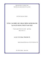Nâng cao hiệu quả hoạt động kinh doanh tại Ngân hàng thương mại cổ phần Nam Việt  Luận văn thạc sĩ