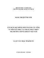 Xây dựng hệ thống phân ngành các Công ty niêm yết phục vụ cho sự phát triển thị trường chứng khoán Việt Nam