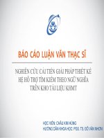 NGHIÊN CỨU CẢI TIẾN GIẢI PHÁP THIẾT KẾ HỆ HỖ TRỢ TÌM KIẾM THEO NGỮ NGHĨA TRÊN KHO TÀI LIỆU KHMT