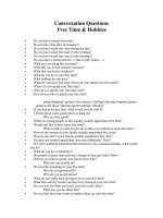 Conversation Questions about Freetime and Hobby