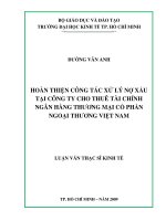 Hoàn thiện công tác xử lý nợ xấu tại công ty cho thuê tài chính ngân hàng thương mại cổ phần ngoại thương Việt Nam
