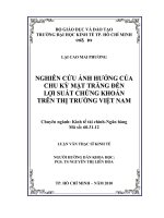 Nghiên cứu ảnh hưởng của chu kỳ mặt trăng đến lợi suất chứng khoán trên thị trường Việt Nam  Luận văn thạc sĩ