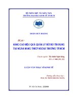 Nâng cao hiệu quả quản lý rủi ro tín dụng tại Ngân hàng Thương mại cổ phần ngoại thương TP.HCM