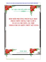 ĐỔI MỚI PHƯƠNG PHÁP DẠY HỌC  PHÂN MÔN TIẾNG VIỆT LỚP 2  TUẦN 21 CHI TIẾT, CỤ THỂ    THEO CHUẨN KIẾN THỨC KĨ NĂNG.