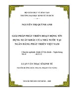 Giải pháp phát triển hoạt động tín dụng xuất khẩu của nhà nước tại ngân hàng phát triển Việt Nam