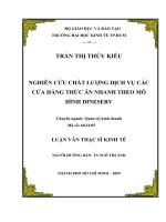 Nghiên cứu chất lượng dịch vụ các cửa hàng thức ăn nhanh theo mô hình Dineserv