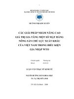 Các giải pháp nhằm nâng cao giá trị gia tăng một số mặt hàng nông sản chủ lực xuất khẩu của Việt Nam trong điều kiện gia nhập WTO