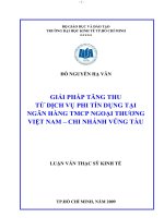 Giải pháp tăng thu từ dịch vụ phi tín dụng tại ngân hàng TMCP ngoại thương Việt Nam - Chi nhánh Vũng Tàu