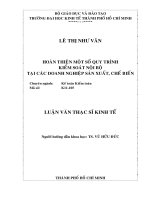 Hoàn thịện một số quy trình kiểm soát nội bộ tại các doanh nghiệp sản xuất, chế biến