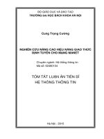 Tóm tắt luận án Nghiên cứu nâng cao hiệu năng giao thức định tuyến cho mạng MANET