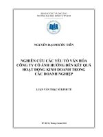 Nghiên cứu các yếu tố văn hóa công ty có ảnh hưởng đến kết quả hoạt động kinh doanh trong các doanh nghiệp