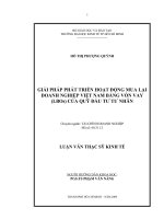Giải pháp phát triển hoạt động mua lại doanh nghiệp Việt Nam bằng vốn vay của quỹ đầu tư tư nhân