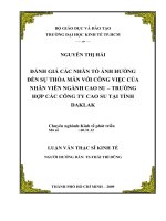 Đánh giá các nhân tố ảnh hưởng đến sự thỏa mãn với công việc của nhân viên ngành cao su - Trường hợp các Công ty cao su tại tỉnh ĐakLak