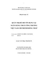 Quản trị rủi ro tín dụng tại ngân hàng TMCPcông thương Việt Nam chi nhánh Đồng Tháp  Luận văn thạc sĩ