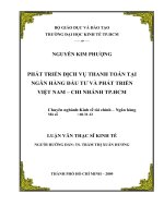 Phát triển dịch vụ thanh toán tại ngân hàng đầu tư và phát triển Việt Nam - chi nhánh TPHCM