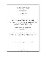 phân tích thực trạng tài chính của công ty cổ phần du lịch thương mại và đầu tư bắc thăng long