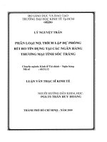 Phân loại nợ trích lập dự phòng rủi ro tín dụng tại các ngân hàng thương mại tỉnh Sóc Trăng