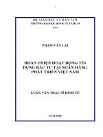 Hoàn thiện hoạt động tín dụng đầu tư tại ngân hàng phát triển Việt Nam