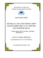 Hỗ trợ của nhà nước để phát triển doanh nghiệp nhỏ và vừa trên địa bàn tỉnh Bình Thuận