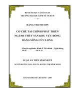 Cơ chế tài chính phát triển ngành thủy sản khu vực đồng bằng sông Cửu Long