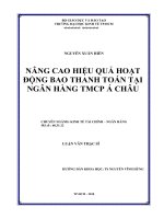 Nâng cao hiệu quả hoạt động bao thanh toán tại Ngân hàng thương mại cổ phận Á Châu  Luận văn thạc sĩ