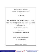 Các nhân tố ảnh hưởng tới khả năng tiếp cận tín dụng của hộ nông dân tỉnh Thái Nguyên