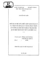 MỐI QUAN HỆ GIỮA ĐIỀU KIỆN KHÁCH QUAN VÀ NHÂN TỐ CHỦ QUAN TRONG PHÁT TRIỂN LÝ TƯỞNG  XÃ HỘI CHỦI NGHĨA Ơ THANH NIÊN VIỆT NAM HIỆN NAY