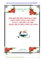 ĐỔI MỚI PHƯƠNG PHÁP DẠY HỌC  PHÂN MÔN TIẾNG VIỆT LỚP 2 TUẦN 1 CHI TIẾT, CỤ THỂ THEO CHUẨN KIẾN THỨC KĨ NĂNG.