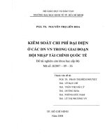 Kiểm soát chi phí đại diện ở các doanh nghiệp Việt Nam trong giai đoạn hội nhập tài chính quốc tế