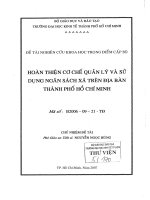Hoàn thiện cơ chế quản lý và sử dụng ngân sách xã trên địa bàn thành phố Hồ Chí Minh