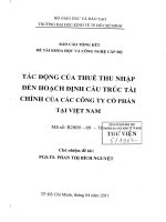 Tác động của thuế thu nhập đến hoạch định cấu trúc tài chính của các công ty cổ phần tại Việt Nam