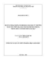 Quản lý hoạt động xã hội hóa giáo dục ở trường mầm non trên địa bàn thành phố Hải Phòng trong bối cảnh đổi mới giáo dục.