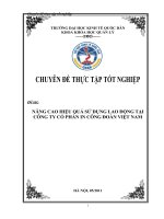 luận văn quản trị nhân lực  NÂNG CAO HIỆU QUẢ SỬ DỤNG LAO ĐỘNG TẠI CÔNG TY CỔ PHẦN IN CÔNG ĐOÀN VIỆT NAM