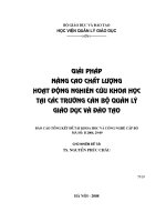 Giải pháp nâng cao chất lượng hoạt động nghiên cứu khoa học tại các Trờng cán bộ quản lý giáo dục và đào