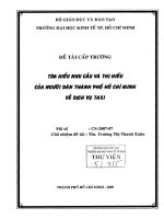 Tìm hiểu nhu cầu và thị hiếu của người dân TPHCM về dịch vụ taxi