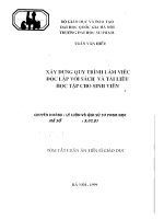 XÂY DỰNG QUY TRÌNH LÀM VIỆC ĐỘC LẬP VỚI SÁCH VÀ TÀI LIỆU HỌC TẬP CHO SINH VIÊN