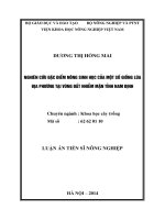 Nghiên cứu đặc điểm nông sinh học của một số giống lúa địa phương tại vùng đất nhiễm mặn tỉnh Nam Định