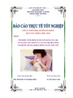 Tìm hiểu tình hình nuôi con bằng sữa mẹ ngày đầu sau sinh của các bà mẹ dến sinh tại bệnh viện đa khoa Đồng Xuân – Phú Yên
