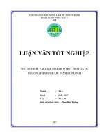 Luận văn thử nghiệm vaccine marek ở một trại gà đẻ thương phẩm thuộc tỉnh Đồng nai