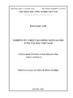 Nghiên cứu chọn tạp giống ngô lai cho vùng Tây Bắc Việt Nam (TT)