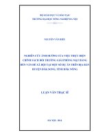 Nghiên cứu ảnh hưởng của việc thực hiện chính sách bồi thường giải phóng mặt bằng đến vấn đề xã hội tại một số dự án trên địa bàn huyện đăk song tỉnh đăk nông